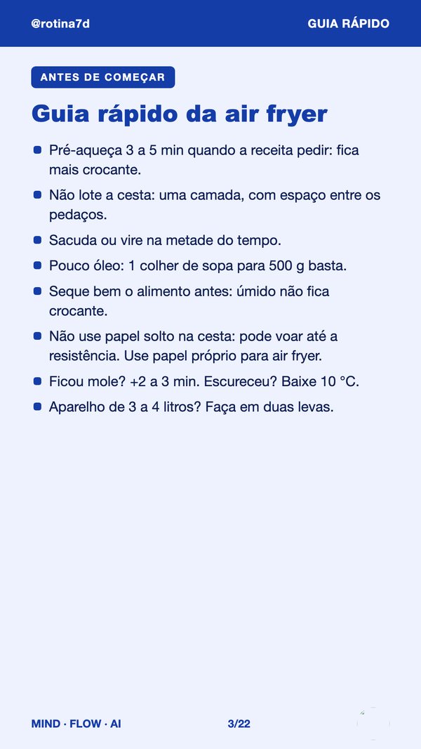 Página Guia rápido da air fryer
