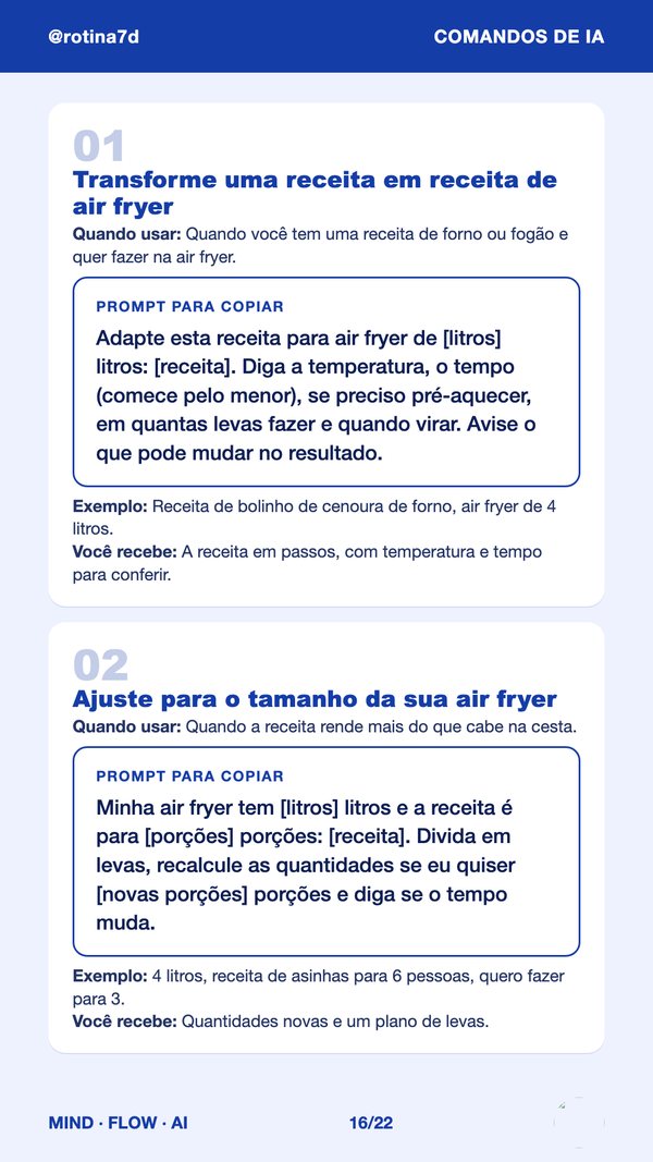 Página de comandos de IA