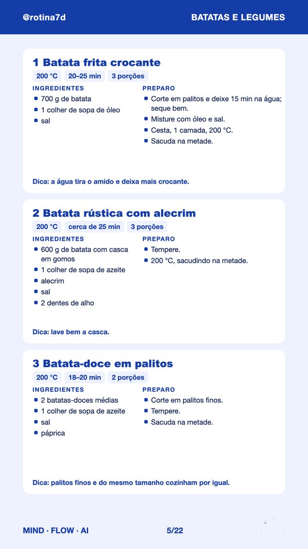 Página de receitas de batata